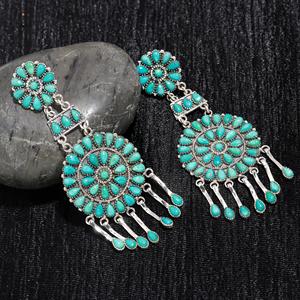 <b>Handmade</b> 925 Sterling Silver Drop <b>Earrings</b> Classic Fine Dangle Jewelry Turquoise Gemstone Wholesale Wending Silver Accessory - Product Image 1