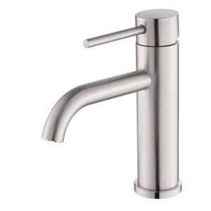 Rubinetto da Bagno Monocomando in Acciaio Inox T10, Finitura Nichel Spazzolato, per Lavabo con Foro Singolo, Non Spedibile nei Fine Settimana - Product Image 1