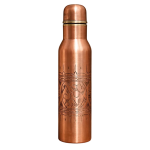 Pure Copper Water <b>Bottle</b> 1000ml Handmade Hammered Design Leak-Proof Ayurvedic Health <b>Flask</b> For Yoga Sports & Office - Product Image 2