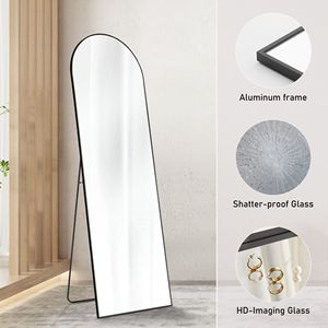 Specchio da Parete con Cornice Sottile in Lega di Alluminio 21*64, Specchio da Terra con Supporto - Product Image 2