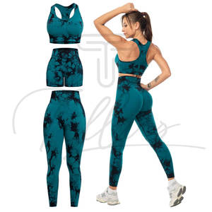Ensemble de yoga 4 pièces pour femmes, personnalisable avec logo, haut sans manches, leggings push-up, vêtements de sport, tenue de fitness - Product Image 4