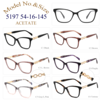 Gafas de moda para mujer 2026: Monturas ópticas ligeras de acetato de aro completo con forma de ojo de gato y patillas de diseño.