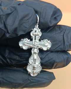 Grand Crucifix Pectoral Chrétien, Pendentif Mère de Dieu Pokrov, Pendentif en Argent Massif 925, Pendentif Croix de Prière de la Foi Chrétienne - Product Image 1