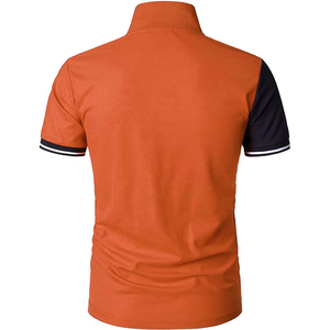 Men's Color Blocked <b>Polo</b> Shirt Short Sleeve Knitted Casual Geometric Design <b>White</b> Black Coral - Product Image 4