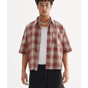 Men Plaid Shirt Short Sleeve Casual <b>Check</b> Shirt Lightweight Cotton Summer Button Up Shirt Custom Logo OEM Wholesale - Product Image 5