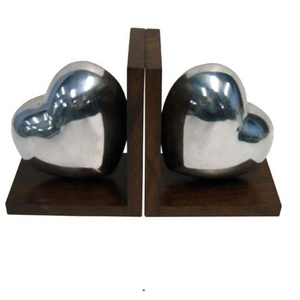 Artigianato in metallo fusione di cuore scultura fermalibri lucidato finitura a specchio per casa arte ufficio natale libreria regali negozi - Product Image 1