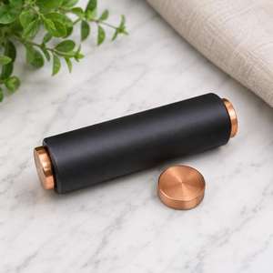 Minimalist Pure Copper <b>1L</b> <b>Water</b> <b>Bottle</b> Black Copper Lid Portable Travel Drinkware Nautical Design Antique Polish Luxury Elegant - Product Image 6
