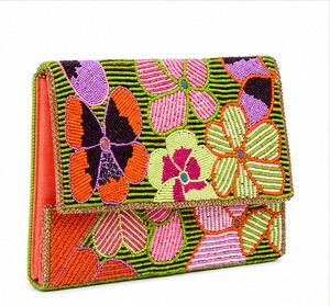 Beaded Floral Clutch Women's Bohemian Party Handbag With Flap Closure Multicolor Pattern Fashion Trend - Product Image 3