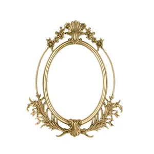 New Design wedding photo frame Flourished Metal Brass Embossed Circular Photo Frame unbreakable photo frame