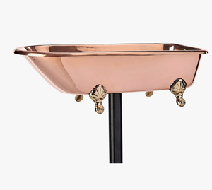 Bassin à oiseaux miniature en métal finition laiton, en forme de baignoire à pattes, pour extérieur, jardin, décoratif, avec plateau mangeoire en métal noir - Product Image 2