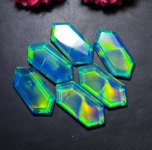 Ópalo Aura Creado en Laboratorio, Doblete, Forma Hexagonal, Corte Escalonado, Gema Suelta Calibrada, Cambio de Color, Fuego Multicolor, Para Fabricación de Joyas - Product Image 1