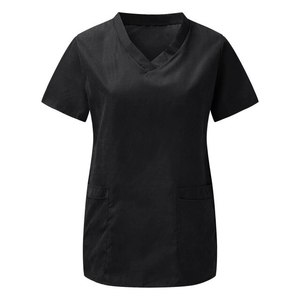 Blouse médicale personnalisée avec logo imprimé, fabriquée en usine, meilleur design, col en V pour femme, uniforme d'infirmière, haut de blouse d'hôpital - Product Image 6