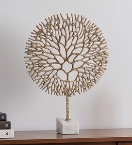 Tree Shape Metal Handcrafted Metal Elegant Gold Coral Aluminum Sculpture Luxury Decorative Accent Home Desktop Tabletop <b>Object</b> - Product Image 2