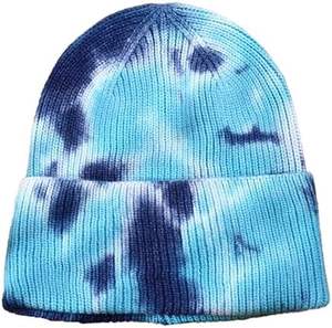 Chapeau en acrylique tie-dye tendance, vente en gros, bonnet personnalisé unisexe, chapeau tricoté chaud pour l'hiver - Product Image 1
