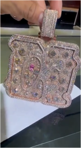 Collier pendentif en argent sterling 925 avec cœur en moissanite, pendentif rond en cristal de diamant pour homme et femme - Product Image 2