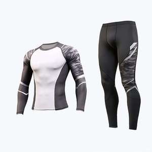 Custom <b>Men's</b> Full Sleeve <b>Compression</b> Rash Guard Breathable Quick Dry Polyester Nylon <b>Shirt</b> for MMA BJJ Gym Surfing OEM - Product Image 2