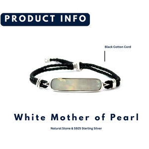 Vòng tay nữ bạc 925 hình chữ nhật tròn thanh lịch, mặt trai trắng, pha lê, kèm dây hạt, kiểu dáng thanh lịch - Product Image 2