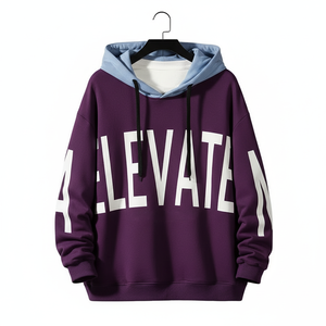 Mens Autumn Oversized Hooded Pullover Jacket Baseball Print Patchwork Loose Fit Eco-Friendly Streetwear Custom Design Fashion - Product Image 1