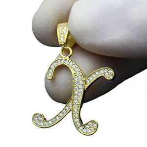 Pendentif lettre X en moissanite, en argent sterling 925, breloque alphabet sertie de diamants, sans chaîne, cadeau - Product Image 5