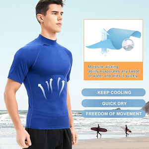 Camiseta de Compresión de Manga Larga para Hombre, Protección UPF50+, con Ribete Azul, Secado Rápido, para Deportes Acuáticos y Entrenamiento - Product Image 4