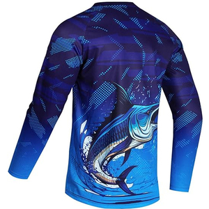 Camiseta de Pesca Personalizada OEM con Transferencia de Calor, 100% Poliéster, Transpirable, de Secado Rápido, con Protección UV y Logotipo - Product Image 3