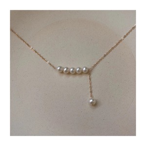 Freshwater <b>Pearl</b> <b>Necklace</b> S925 Pure Silver 14K <b>Gold</b>-Plated Elegant and Retro Style Natural Neck Decoration - Product Image 1