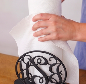 <b>Black</b> Cast Iron <b>Tissue</b> <b>Paper</b> Stand With Monogram Design Tabletop Napkin Holder For Kitchen Dining And Restaurant Use - Product Image 4