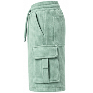 Premium <b>Mens</b> Waffle Knit <b>Shorts</b> Casual Gym <b>Shorts</b> Elastic Drawstring Waist Summer Fitness Workout Training <b>Lounge</b> Sportswear OEM - Product Image 2