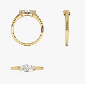 แหวนเพชรทรงมาร์คีส์ 0.75 กะรัต ทอง 14K เพชรเลี้ยงในห้องปฏิบัติการ ฝังแบบอีสต์เวสต์ ผู้จำหน่ายเครื่องประดับเพชร แหวนหมั้นสำหรับผู้หญิง - Product Image 3