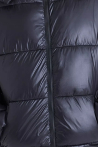 Men's Black Thick Eco-Friendly Puffer Jacket Winter Cotton Filled Windproof Casual Stand Collar <b>Covered</b> <b>Button</b> Front Patchwork - Product Image 6