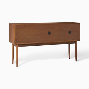 Midcentury Modern <b>Rustic</b> Shaker Teak Wood Living Room Cabinet with 2 <b>Doors</b> 5 Drawers Flat Panel Design Storage Furniture - Product Image 3
