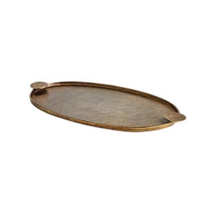Wholesale Antique Gold Oval Metal <b>Tray</b> Hammered Decorative Coffee Table Serving <b>Tray</b> Vintage <b>Perfume</b> Vanity Storage <b>Tray</b> - Product Image 1