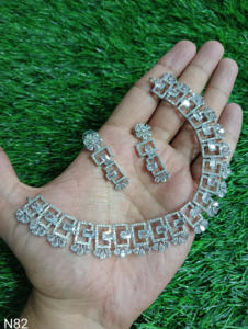 Classic American Diamond Bridal Jewelry Set Two-Piece <b>Necklace</b> <b>and</b> <b>Earrings</b> for Wedding Fashionable Classic Style - Product Image 4