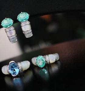 Bijoux de luxe Bague en pierre de couleur Paraiba en argent sterling 925 pour femme - Product Image 1