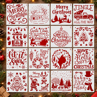 16 pochoirs de Noël réutilisables pour la peinture, modèles Joyeux Noël, Père Noël, Bonhomme de neige pour enseignes en bois, décorations murales et artisanat de Noël