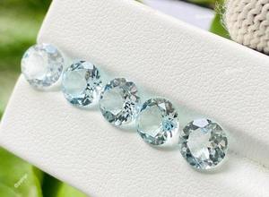 Piedra Preciosa Suelta de Aguamarina Natural, Corte Brillante Redondo, Piedra Azul Facetada para Anillos, Pendientes y Joyería, Piedras Azul Cielo Sueltas - Product Image 5