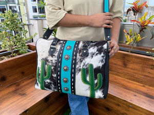 กระเป๋าหนังขนวัวสไตล์ตะวันตกใช้ได้หลากหลายทั้งชายและหญิงรุ่นใหม่ออกใหม่กระเป๋าดัฟเฟิลขนาดใหญ่ทำด้วยมือกระเป๋าถือแฟชั่นสำหรับเดินทาง - Product Image 5