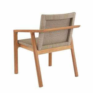 Fauteuil de salle à manger minimaliste en teck clair avec assise en rotin tressé, mobilier scandinave moderne pour appartement, café, restaurant - Product Image 2