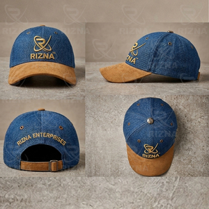 Gorra de Béisbol RIZNA de Mezclilla Twill, 6 Paneles, Ajustable, Unisex, Estilo Casual Vintage, Lavada, con Logotipo Bordado en 3D en el Panel Frontal, Azul, Algodón, Metal - Product Image 6