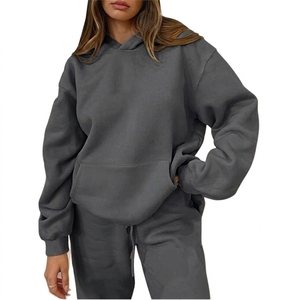 Conjunto Deportivo de 2 Piezas para Mujer, Sudadera con Capucha, Color Sólido, Manga Larga, Corte Holgado, Ropa Casual con Bolsillos Laterales, Estilo Otoñal - Product Image 6