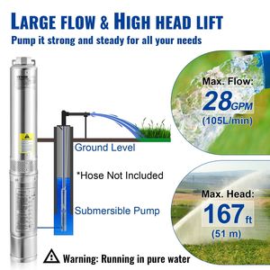 0.5HP 230V/60Hz pompa sommergibile per pozzi profondi 28gpm 167ft testa cavo elettrico 4 \ "in acciaio inox pompe per acqua IP68 impermeabili - Product Image 3