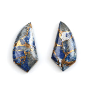 Cabujón de Cobre Natural Mohave y Lapislázuli 10x20mm, Gemas Sueltas de Fantasía para Fabricación de Joyas, Manualidades, Envoltura con Alambre, Suministro al por Mayor - Product Image 1