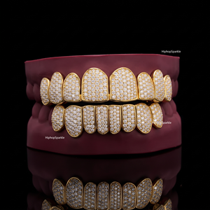 Grillz Personalizados con Incrustaciones de Diamantes Moissanite VVS en Plata de Ley 925, Joyería Hip Hop, Diseño Completo en Oro para Hombres y Mujeres - Product Image 2