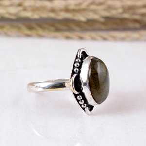 925 Sterling Silver Blue <b>Labradorite</b> Bezel Setting Handmade Vintage Boho Wedding Statement Gemstone <b>Ring</b> Jewelry Unisex - Product Image 4