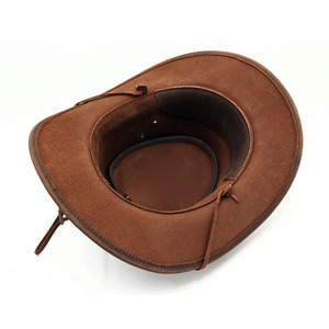 Customized Brand Unisex Black Leather Striped Cowboy <b>Hat</b> Brown Leather <b>Band</b> Casual Beach Style Adult Four Seasons Fit - Product Image 5