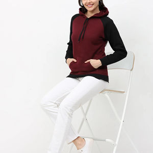 Sudadera con Capucha para Mujer, Color Sólido, Manga Larga, Informal, de Algodón Tejido, con Bolsillos, para Otoño - Product Image 3