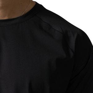 T-shirt de performance noir pour homme, col rond, haut de gamme, pour entraînement, course à pied, gym, sportswear décontracté - Product Image 3