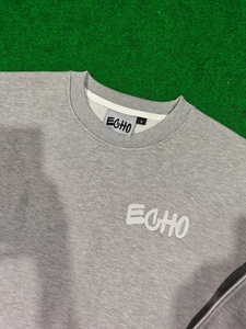 Conjunto de Sudadera y Pantalones Cortos Oversize para Hombre ECHO, Color Gris Sólido, Tejido de Algodón, Estilo Casual, para Otoño, con Logotipo Bordado - Product Image 3