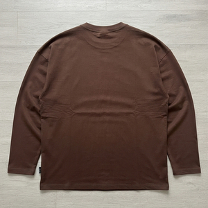 T-shirt Homme Manches Longues Imprimé en Relief 100% Coton Col Rond Coupe Ample Épaisse Épaules Tombantes Style Streetwear OEM ODM - Product Image 2