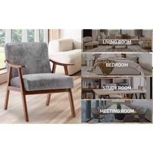 Fauteuil d'appoint moderne du milieu du siècle, dossier extra épais, fauteuil à oreilles pour chambre à coucher, structure en bois massif, confortable pour salon - Product Image 1